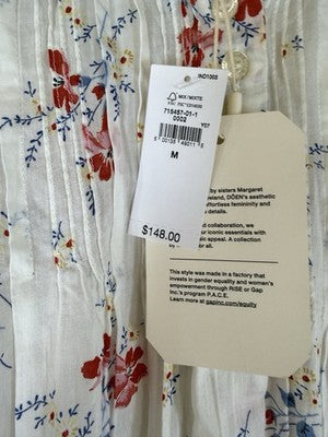 Gap X DÔEN Dress Medium Women Pintuck Floral Midi Doen Boho Whimsical New NWT