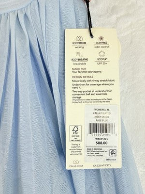 Calia Pleated Tennis Skort XL Blue Womens Skirt W/ Shorts New NWT
