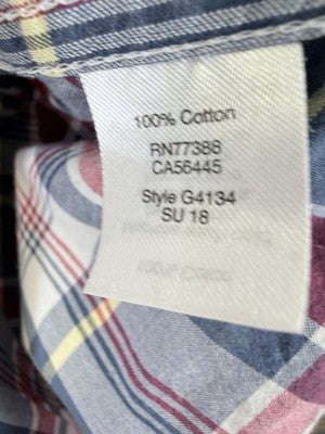 J Crew Madras Shirt Small Long Sleeve Red Blue Plaid Button Up Mens