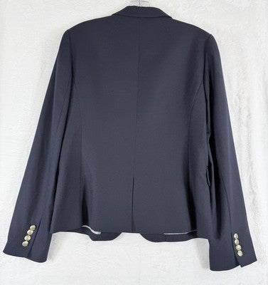 J Crew Schoolboy Blazer 10 Womens Navy Blue Wool Blend Jacket Gold Buttons