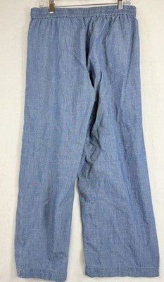 J Crew Chambray Pants 10 Womens Pull On 100% Cotton Blue Pull On Lightweight