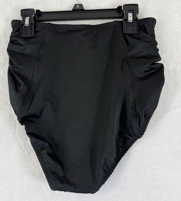 Beach Betty by Miracle Brand Shirred High Waist Black Bikini Swim Bottom Small