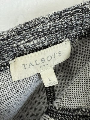 Talbots Skirt Large Womens Black White Pull On Stretch A-Line