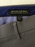 Banana Republic Dress Pants 32x34 Mens Gray Non Iron Slim Fit 100% Cotton