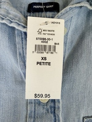 Gap Denim Shirt Womens XS Petite Blue Long Sleeve Button Up Top Cotton New NWT