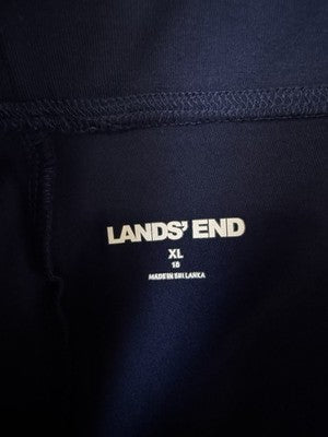 Lands End Starfish Crop Pants XL Navy Blue Knit Pull On Cotton Stretch Womens