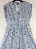 Gap Denim Maxi Dress Small Women Light Blue Floral Print V Neck New NWT