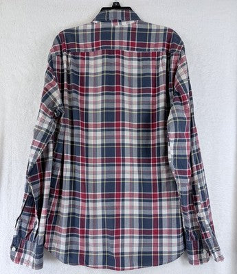 J Crew Madras Shirt Small Long Sleeve Red Blue Plaid Button Up Mens