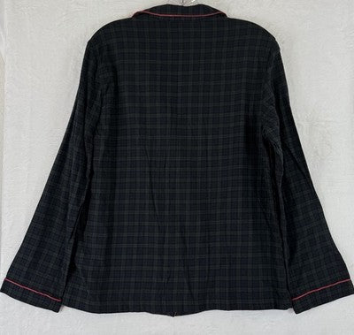 Brooks Brothers Flannel Pajamas Top Medium Womens Green Black Watch Plaid PJ