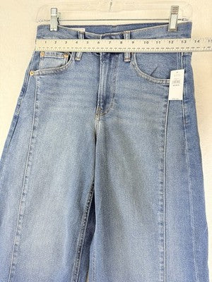 Gap High Rise Stride Ankle Wide Leg Jeans 00 Petite 24 Women NWT Raw Hem Blue