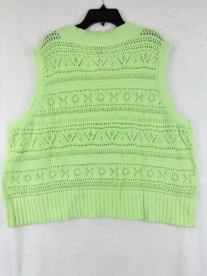 Talbots Plus Size Sweater 2X Petite Women Green 100% Cotton Sleeveless VNeck NWT