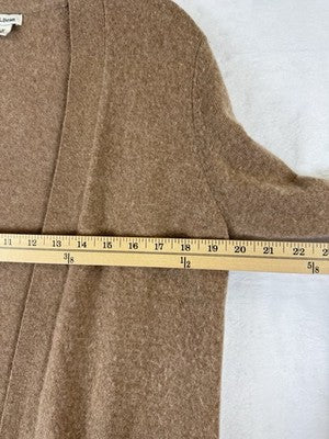 LL Bean 100% Cashmere Sweater Cardigan Womens Medium Camel Long Sleece