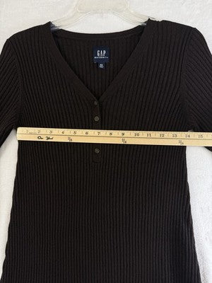 Gap Maternity Dress XS CashSoft Sweater Rib Knit Midi Long Sleeve Brown Women