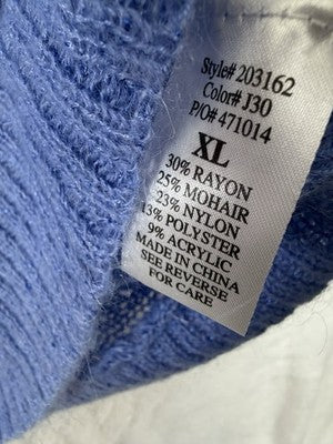 Womens XL Mohair Blend Sweater Blue Dolman Sleeve Cowl Neck Long Sleeve Tops
