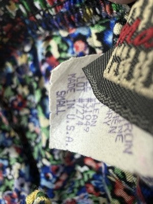Vintage 90s Floral Midi Skirt Black Made In USA Womens Marilyn Pull On