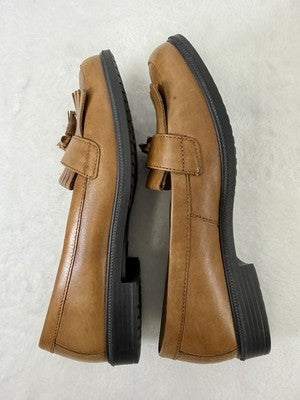 Hotter Shoes Womens 8 US Hamlet Loafers Leather Tassle Slip On Cognac Brown