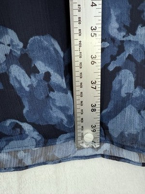 H By Halston Dress 16 Sleeveless Blue Floral Print Layered Shift Women
