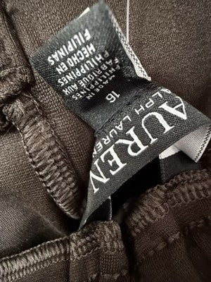 Lauren Ralph Lauren 16 Womens Belted Ponte Cargo Pants Brown New NWT