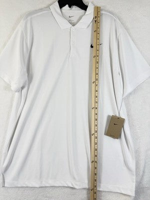 Nike Court Dri Fit Tennis Polo Mens XL White Embroidered Short Sleeve Shirt New