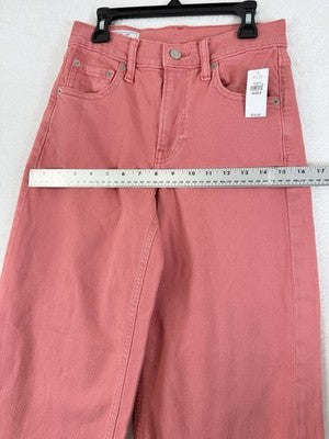 Gap High Rise Stride Ankle Jeans 24 00 Petite Coral Pink Raw Hem Womens New NWT