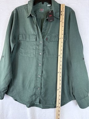 Levis Doreen Utility Shirt Medium Womens Green Roll Tab Lyocell Button New NWT