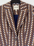 Boden Blazer 4 Womens Jacket Brown Navy Blue Print 1 Button