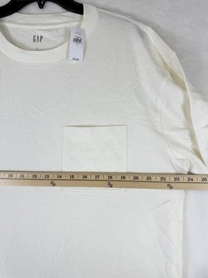 Gap Heavyweight Relaxed Pocket T Shirt Large Mens Ivory Short Sleeve Tee New NWT