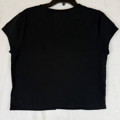 Gap Cropped Tee Large Black Cherries Embroidered Women Top Short Sleeve New NWT