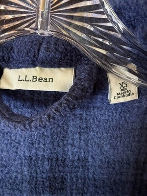 LL Bean Fleece Wrap Robe Women XS Blue Plaid Tie Belt Pockets