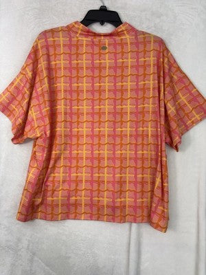 Puma Dani Dazey Top XXL 1X Cloudspun Mock Neck Pink Plaid Womens NWT