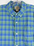 LL Bean Shirt Large Blue Plaid Comfort Stretch Oxford Long Sleeve Button Down