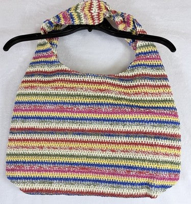 Gap Tote Bag Slouch Straw Rainbow Stripe Lined Womens Boho Handbag Purse New NWT