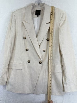 Alex Marie Blazer 18 Linen Blend Beige Womens Double Breasted Jacket