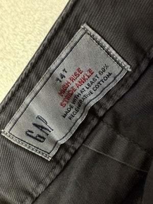 Gap High Rise Stride Khakis Pants 14 Tall Womens Black New NWT Straight Leg 14T