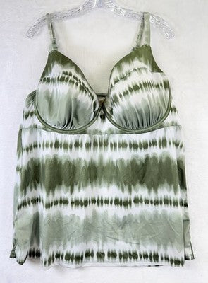 Cacique Swim 26 Tankini Top Bottom Set Green 44DDD Underwire Swimsuit Womens
