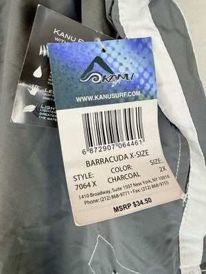 Kanu Surf Swim Trunks 3XL Mens Gray Board Shorts Swimsuit New NWT