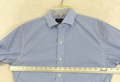 Ralph Lauren Polo Slim Fit Easy Care Button Up Shirt 15.5 39 Men’s Blue Stripe