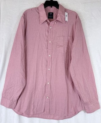 Gap Standard Fit Shirt XL Mens Pink Button Up Long Sleeve Cotton Poplin New NWT