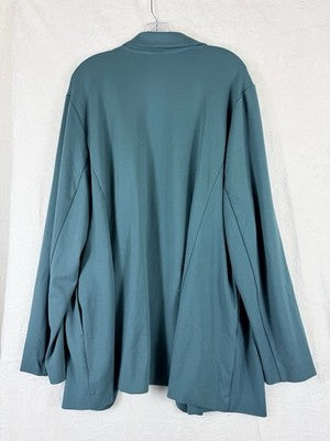 J Jill Wearever Blazer 3X Jacket Ponte Knit Stretch Blue Green Plus Size Womens