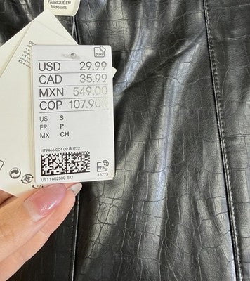 HM Faux Leather Leggings Small Black Croc Pull On Womens Vegan H&M New NWT