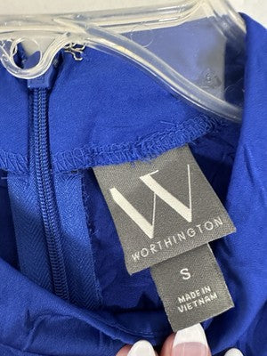 Worthington Midi Bodycon Dress Small Blue High Neck Sleeveless Womens NWT