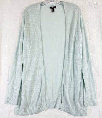 Gap Cardigan XL Womens Slub Knit Open Front Light Blue Sweater Knit Cotton