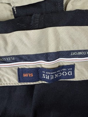 Dockers Signature Khaki Slim Fit 38x20 Mens Black Pants Flat Front New NWT