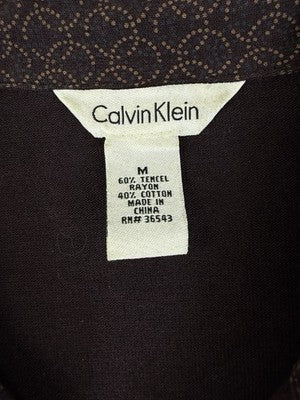 Calvin Klein Top Women Medium Long Sleeve Knit Brown Print