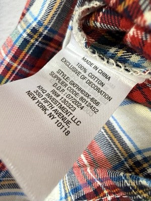 Gap Kids Dress Girls 7/8 Medium Red Plaid Flannel Fit Flare Long Sleeve New
