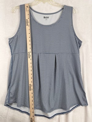 Lands End Sport Tank Top XL Blue Print Pickleball Tennis Workout Tops Womens
