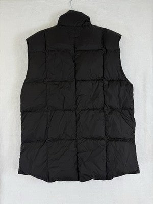 Lands End Puffer Vest Mens Small Black Down Snap Front Pockets
