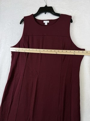 J Jill Dress Large Petite Ponte Knit Sleeveless Burgundy Red Womens