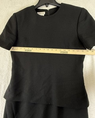 Vintage Talbots Dress 8 Black Peplum Made In USA Office Work Short Sleeve Womens