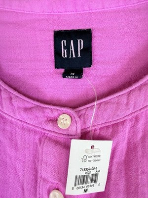 Gap Cotton Gauze Dolman Shirt Medium Womens Top Pink Button Up Short Sleeve New
